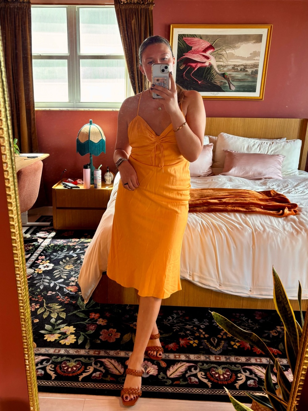 Women's Yellow Slip Midi Dress - Lightweight Summer Dress